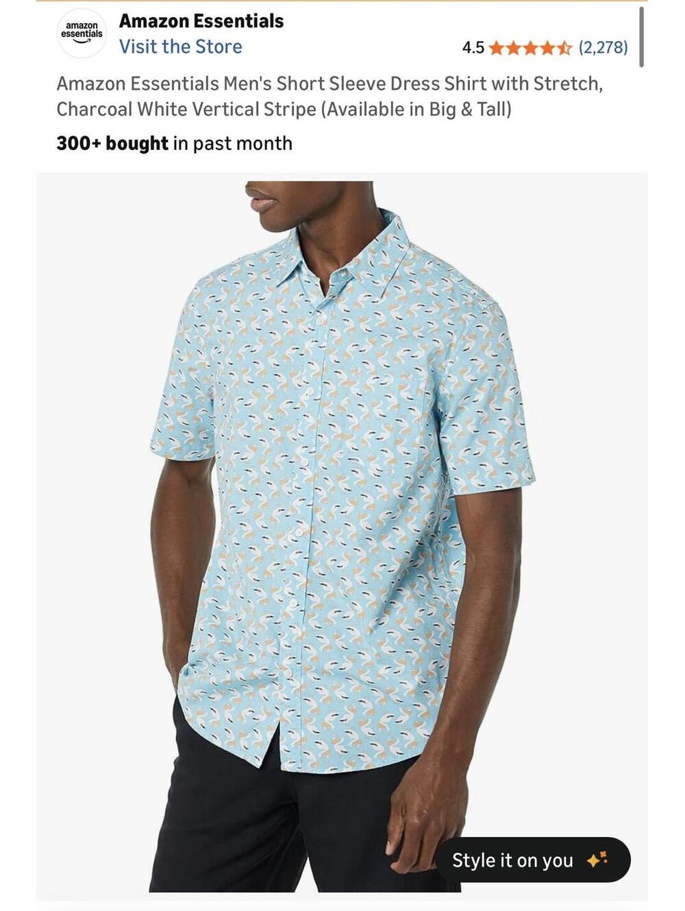 Amazon Essentials Men's Short Sleeve Dress Shirt with Stretch, Light Blue [COPY]